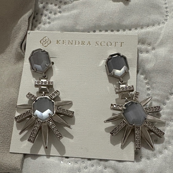 Kendra Scott Silver and Blue Geometric Earrings - Picture 2 of 2